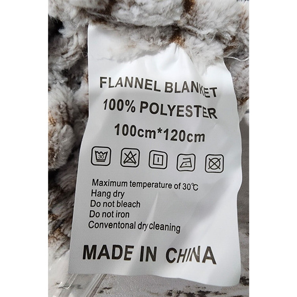 Khaki Brown Plaid/Striped Lightweight Flannel Throw Blanket 40x50, New - Picture 3 of 5